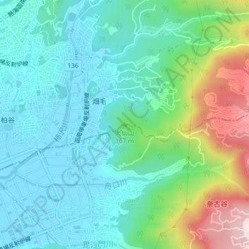 Carte topographique Mount Daisen, altitude, relief