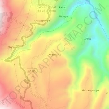 Carte topographique Andamarca, altitude, relief