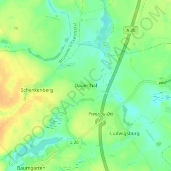 Carte topographique Dauerthal, altitude, relief