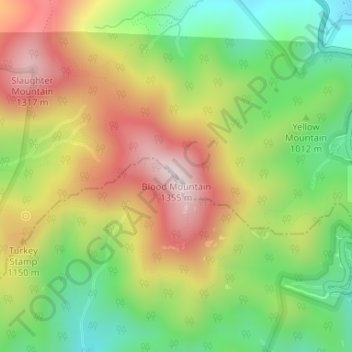 Carte topographique Blood Mountain, altitude, relief