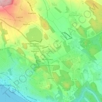Carte topographique Andelshofen, altitude, relief