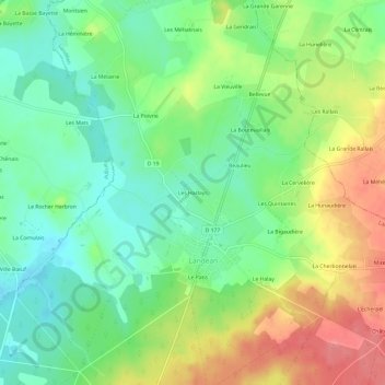 Carte topographique Les Harlays, altitude, relief