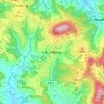 Carte topographique Wißgoldingen, altitude, relief