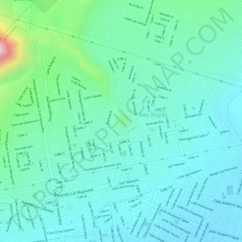 Carte topographique CERRO BOLONGO, altitude, relief