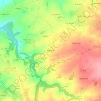 Carte topographique La Saigne, altitude, relief