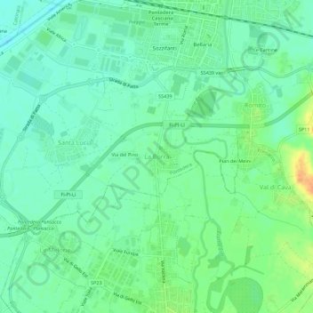 Carte topographique La Borra, altitude, relief