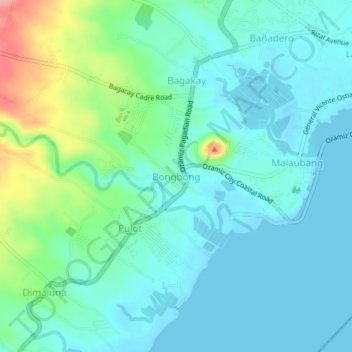 Carte topographique Bongbong, altitude, relief
