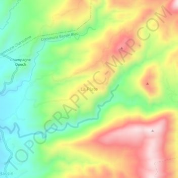 Carte topographique La Plate, altitude, relief