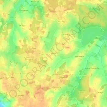 Carte topographique Rivière, altitude, relief