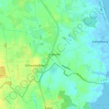 Carte topographique Kieholm, altitude, relief