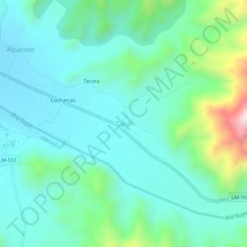 Carte topographique Caral, altitude, relief