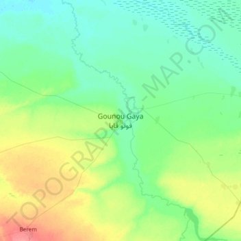 Carte topographique Gounou Gaya, altitude, relief