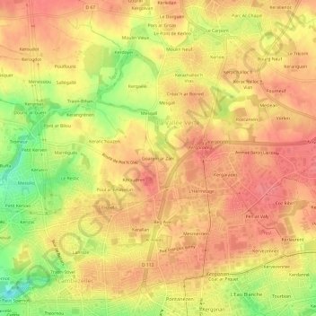 Carte topographique Goarem ar Zant, altitude, relief
