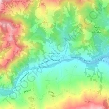 Carte topographique Colombaia sul Secchia, altitude, relief