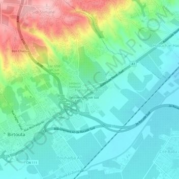 Carte topographique Haouch Gazouz, altitude, relief