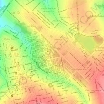 Carte topographique Pinha, altitude, relief