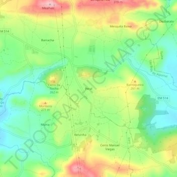 Carte topographique Peral, altitude, relief
