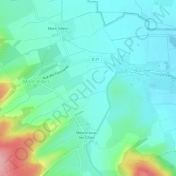 Carte topographique Treize, altitude, relief