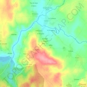 Carte topographique Vento, altitude, relief