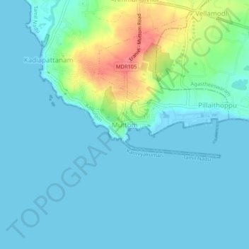Carte topographique Muttom, altitude, relief