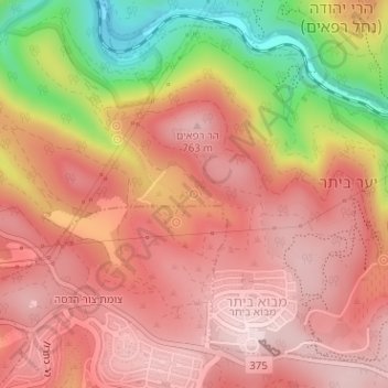 Carte topographique עין מינהר, altitude, relief