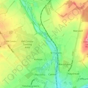 Carte topographique Orchard Grove, altitude, relief