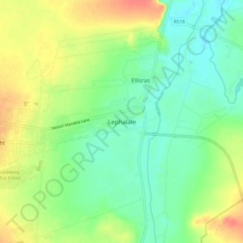 Carte topographique Lephalale, altitude, relief