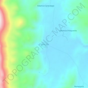 Carte topographique Caracota, altitude, relief