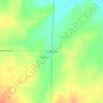 Carte topographique Union Center, altitude, relief