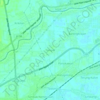 Carte topographique Tempel, altitude, relief
