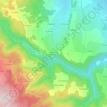 Carte topographique Les Cotes du Procureur, altitude, relief