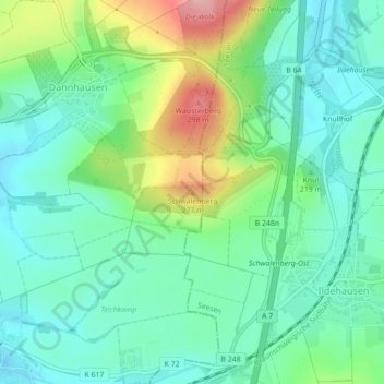 Carte topographique Schwalenberg, altitude, relief