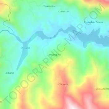 Carte topographique Macuilquila, altitude, relief