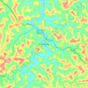 Carte topographique Rio Casca, altitude, relief