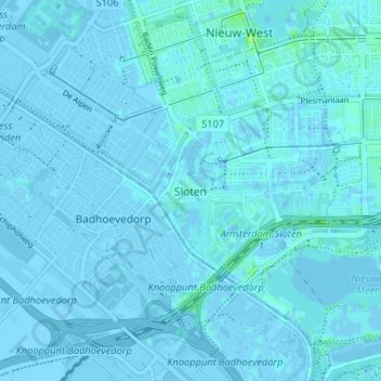 Carte topographique Sloten, altitude, relief