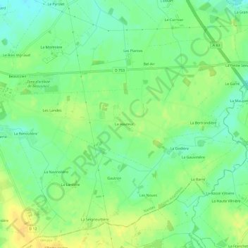 Carte topographique La Hauteur, altitude, relief
