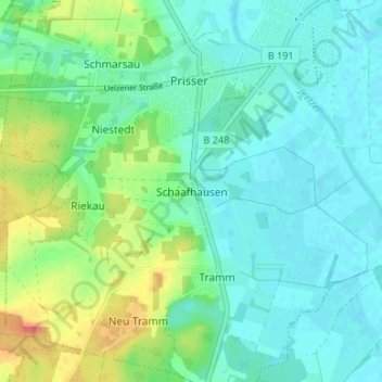 Carte topographique Schaafhausen, altitude, relief