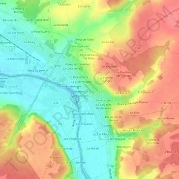 Carte topographique La Ville, altitude, relief