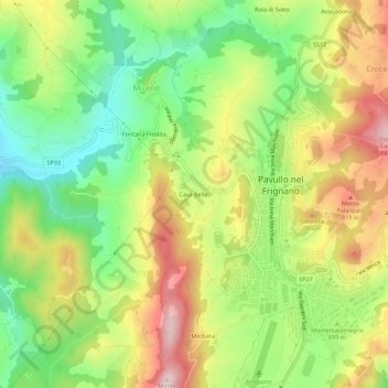 Carte topographique Casa Bellei, altitude, relief