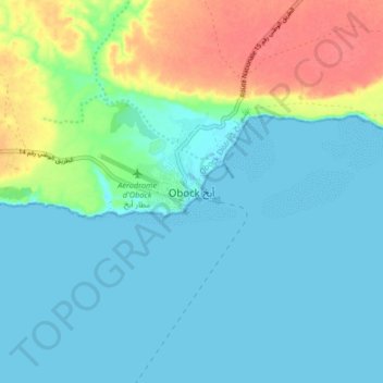 Carte topographique Obock, altitude, relief