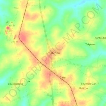 Carte topographique Tchatchou, altitude, relief