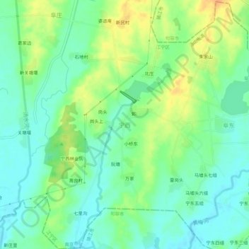 Carte topographique 宁西, altitude, relief