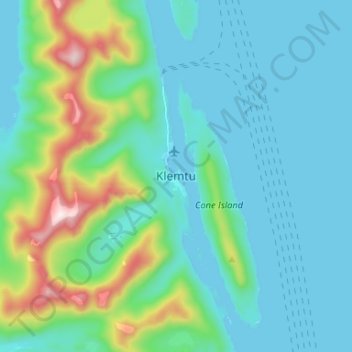 Carte topographique Klemtu, altitude, relief