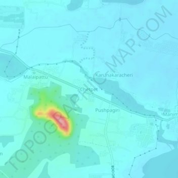 Carte topographique Chetpet, altitude, relief