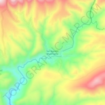 Carte topographique San Agustín Ahuehuetla, altitude, relief