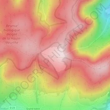 Carte topographique Chaume de Sérichamps, altitude, relief