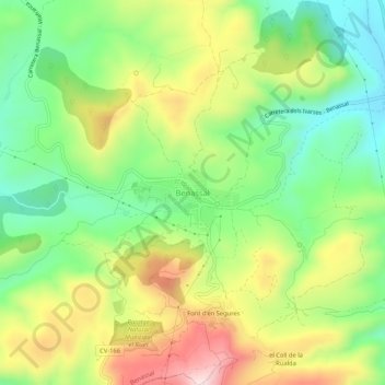 Carte topographique Benassal, altitude, relief