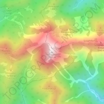 Carte topographique Heimgarten, altitude, relief