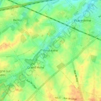 Carte topographique Petit-Axhe, altitude, relief