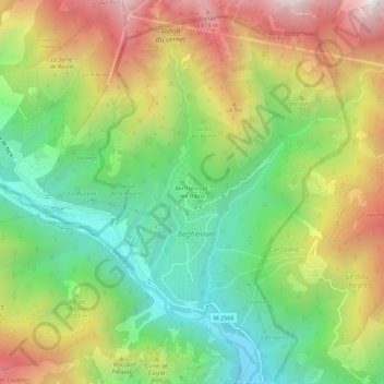 Carte topographique Berthemont-les-Bains, altitude, relief